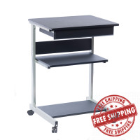 Techni Mobili RTA-B018-GPH06 Rolling Laptop Cart with Storage, Graphite